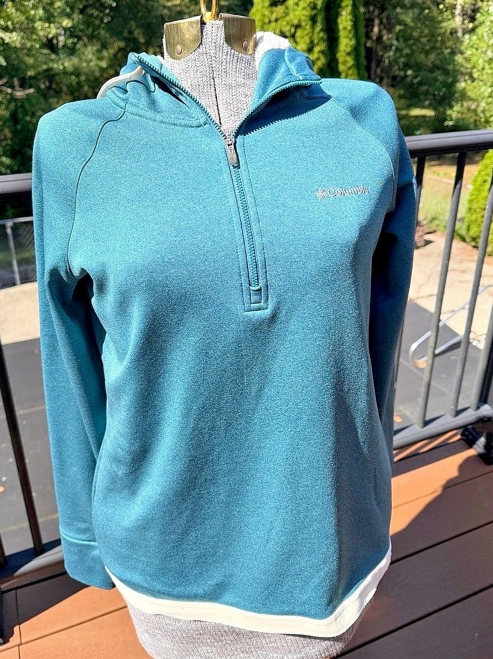 Columbia Benton Springs Fleece Hoodie Women's Half-Zip Jacket Blue & White Size